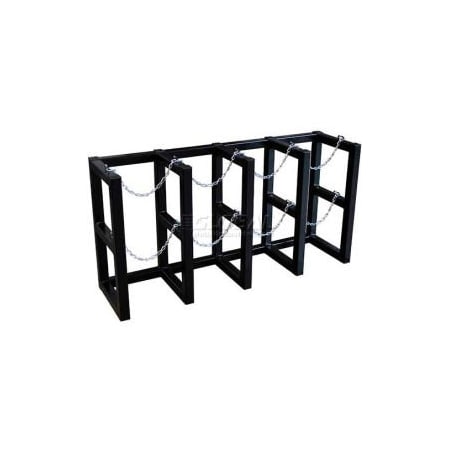 Justrite Stainless Steel Cylinder Tube Rack, 4 Wide x 1 Deep, 58"W x 16"D x 30"H, 4 Cylinder Cap. 35148
